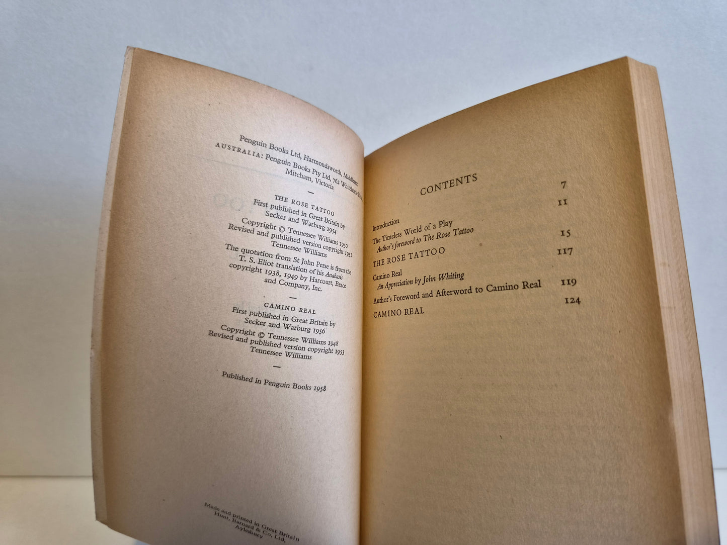 The Rose Tattoo / Camino Real by Tennessee Williams (1958)
