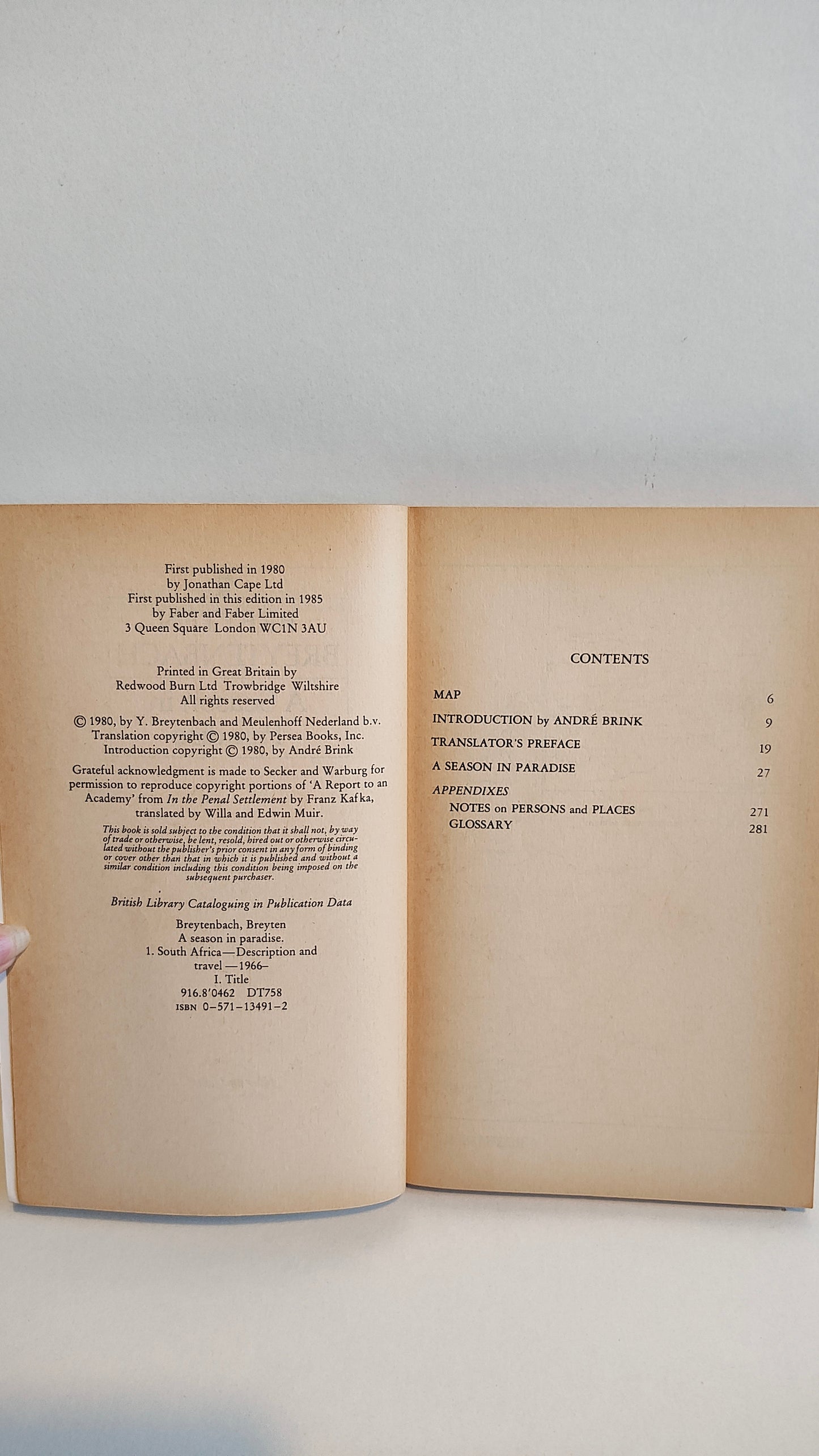 A Season in Paradise by Breyten Breytenbach (1980)