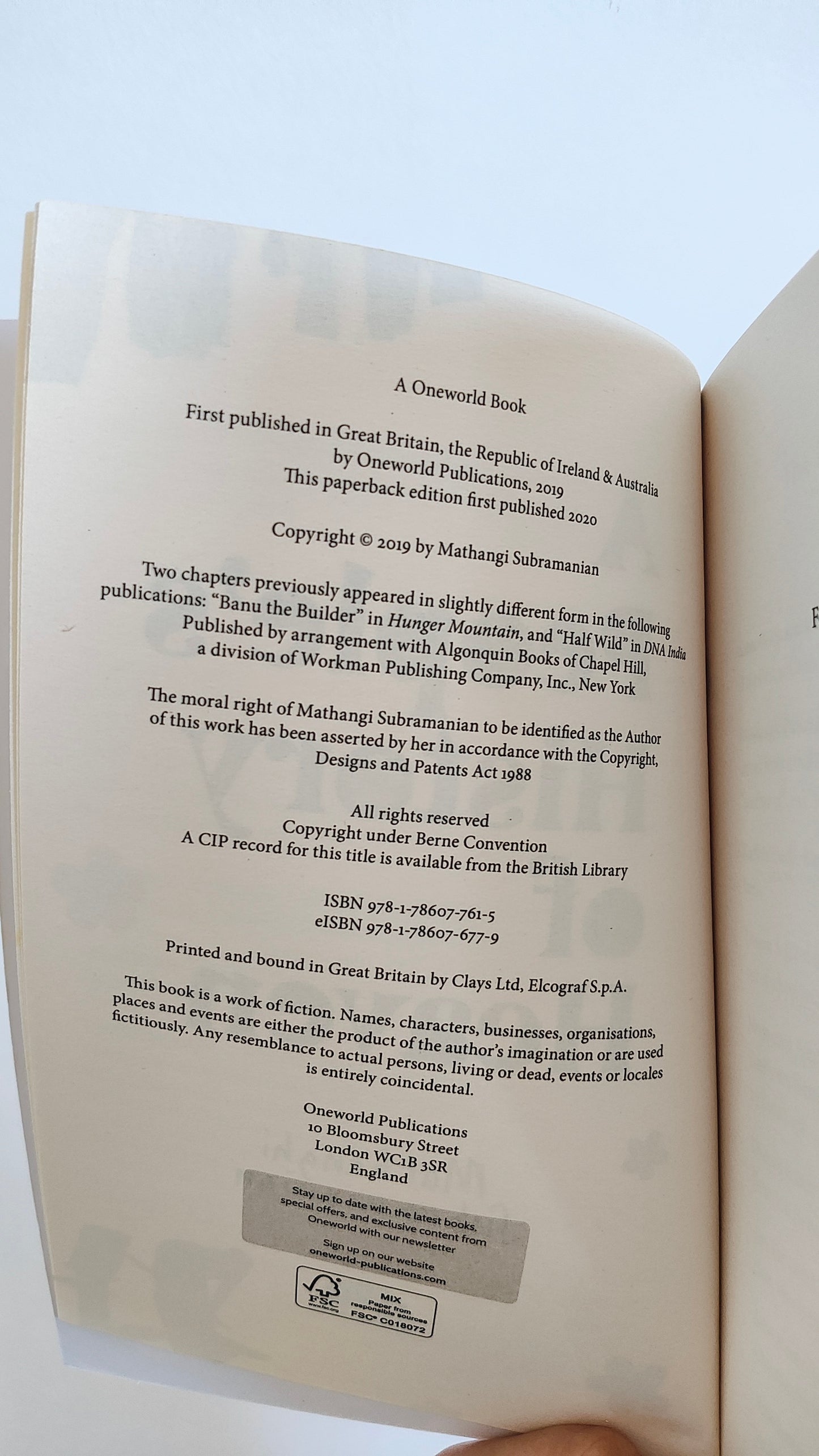 A people's History of Heaven by Mahangi Subramanian (2020)