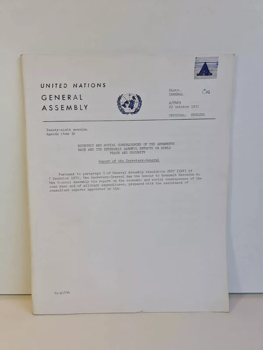 UN General Assembly A/8469 - Economic & Social Consequences.. (22 October 1971)