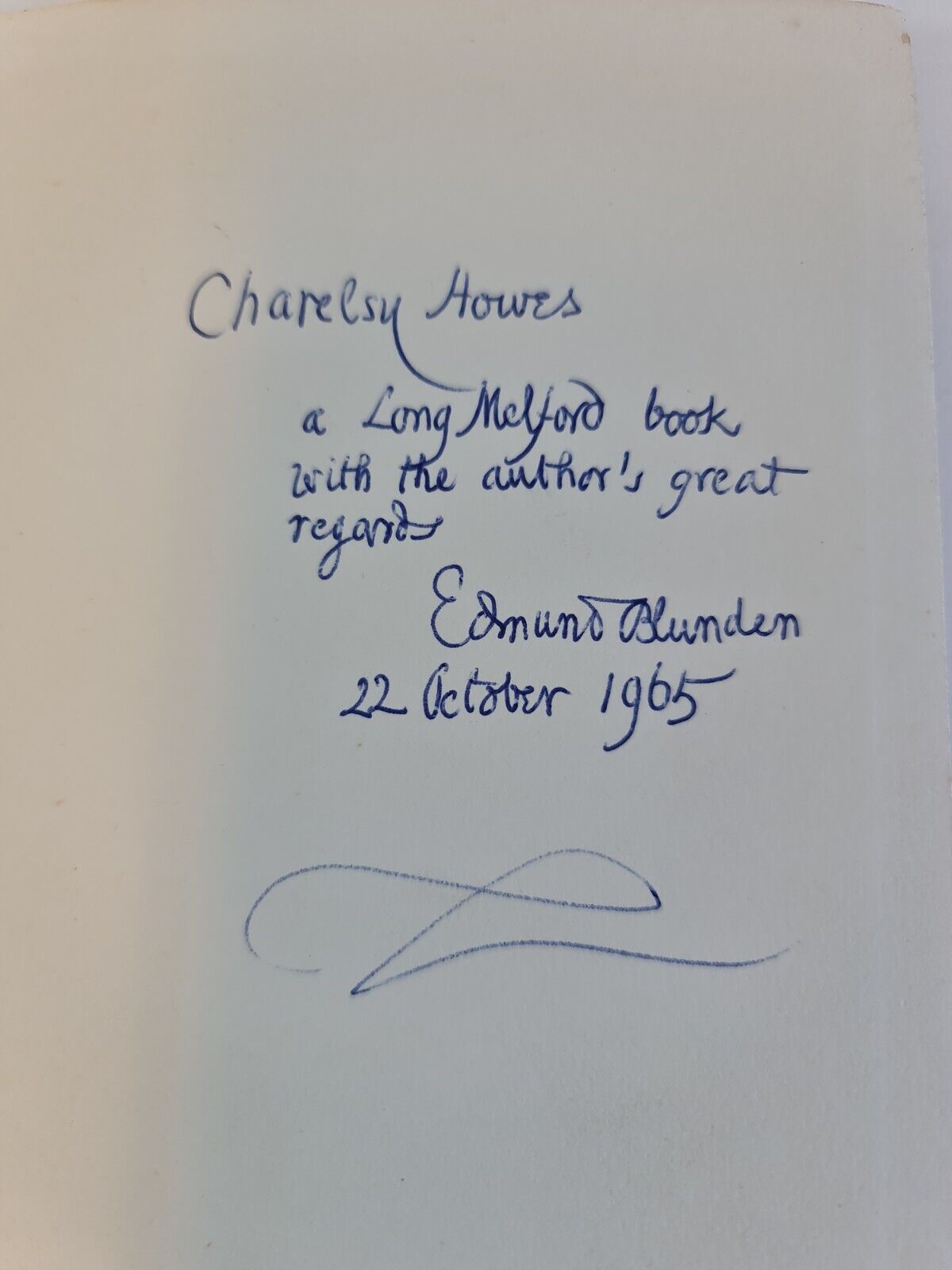 SIGNED Undertones of War by Edmund Blunden (1965)