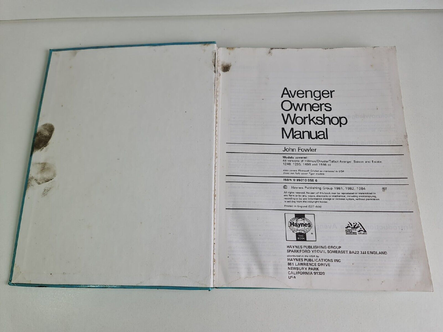Avenger 1970-82 Haynes Owners Workshop Manual