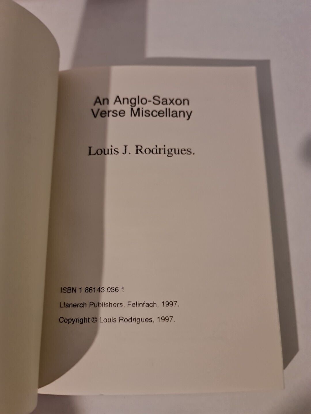 An Anglo-Saxon Verse Miscellany by Louis Rodrigues (1997)