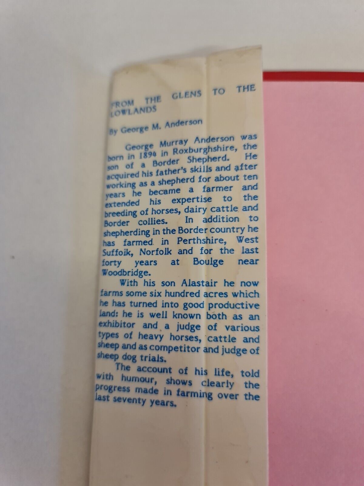 SIGNED From The Glens To The Lowlands by George Murray Anderson - (1979)