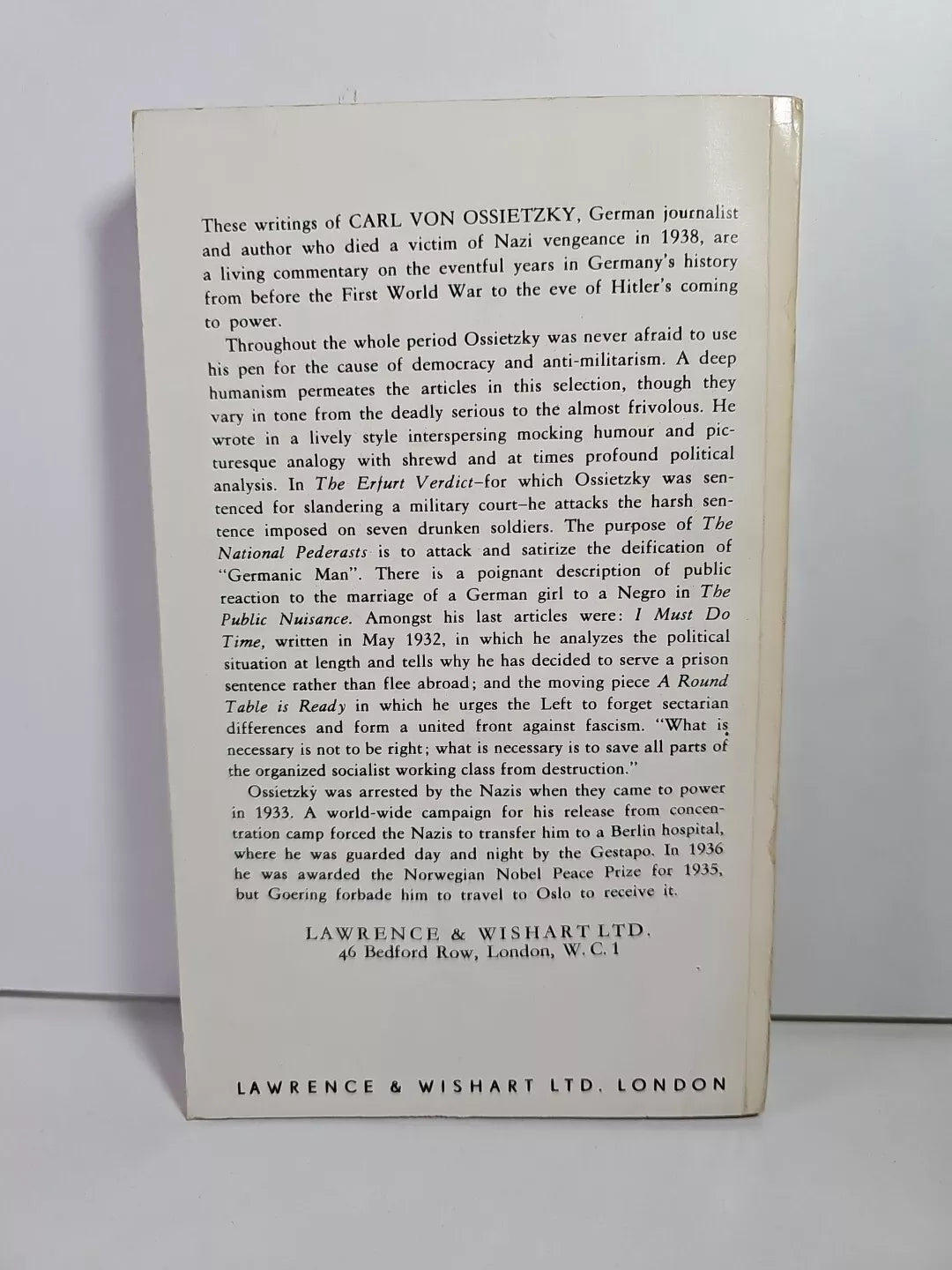 The Stolen Republic, Selected Writings of Carl von Ossietzky (1971)