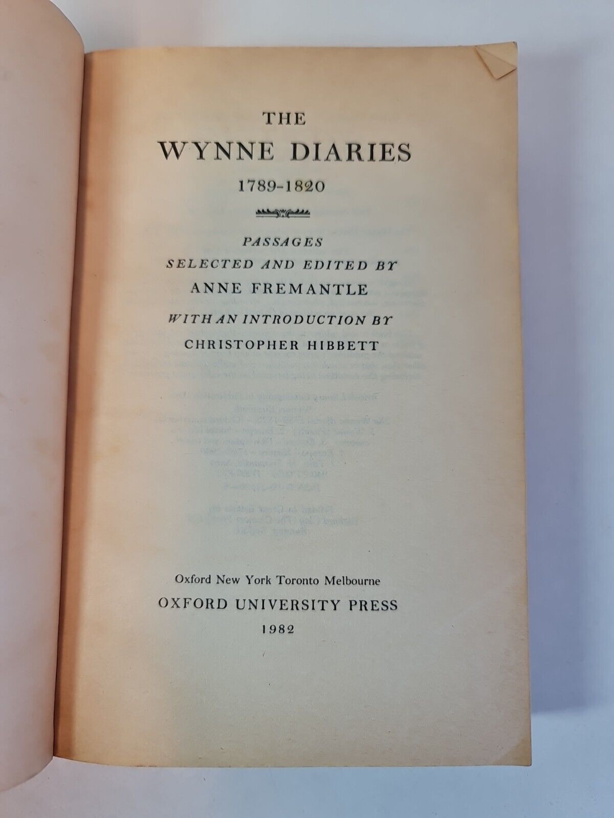 The Wynne Diaries eds. Anne Fremantle ( 1982)