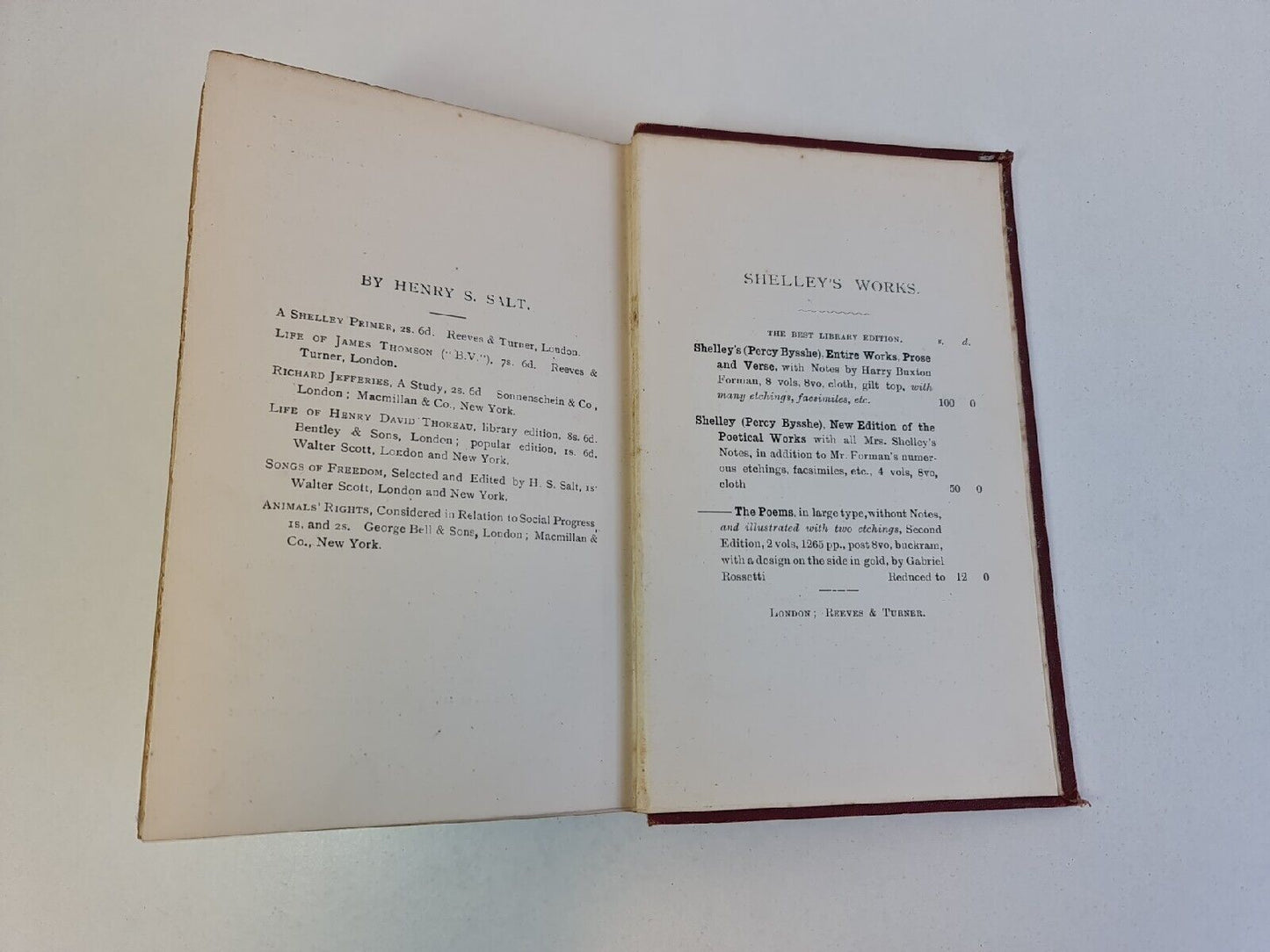 Percy Bysshe Shelley: Poet & Pioneer; Biographical Study by Henry Salt (1896)