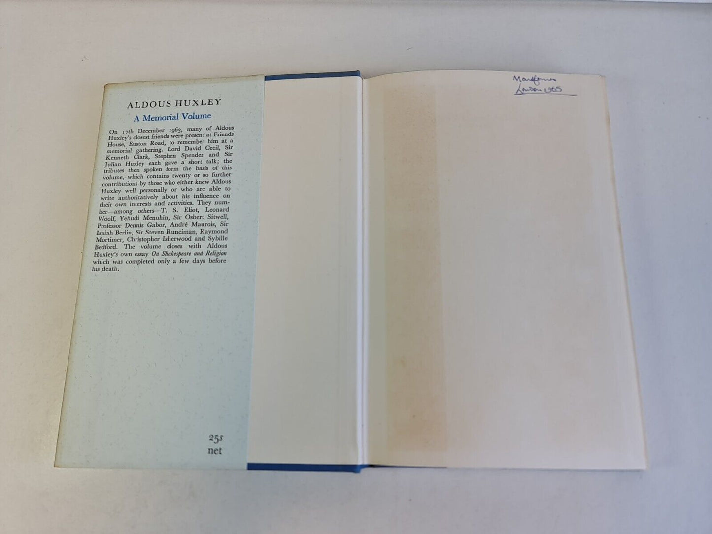 Aldous Huxley, 1894-1963: A Memorial Volume by Julian Huxley (1965)