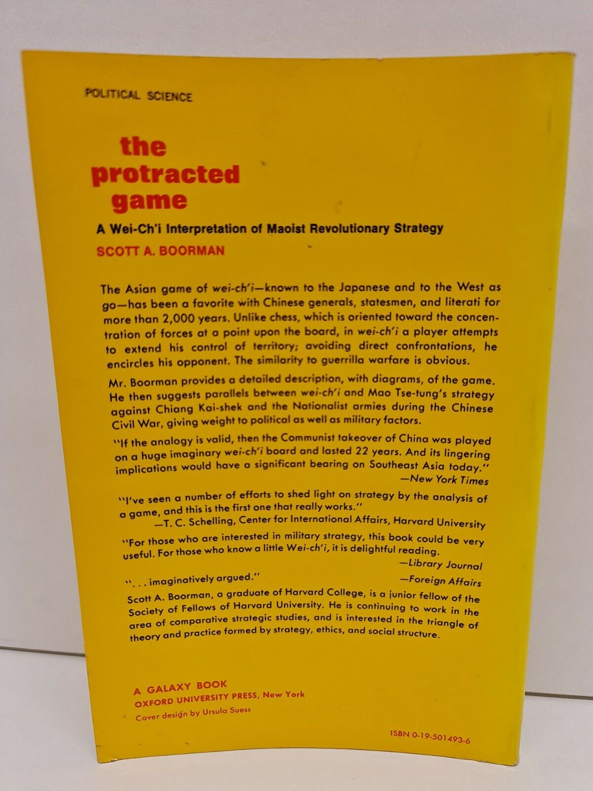 SIGNED The Protracted Game: Wei-ch'i Interpretation of Maoist.. Scott Boorman