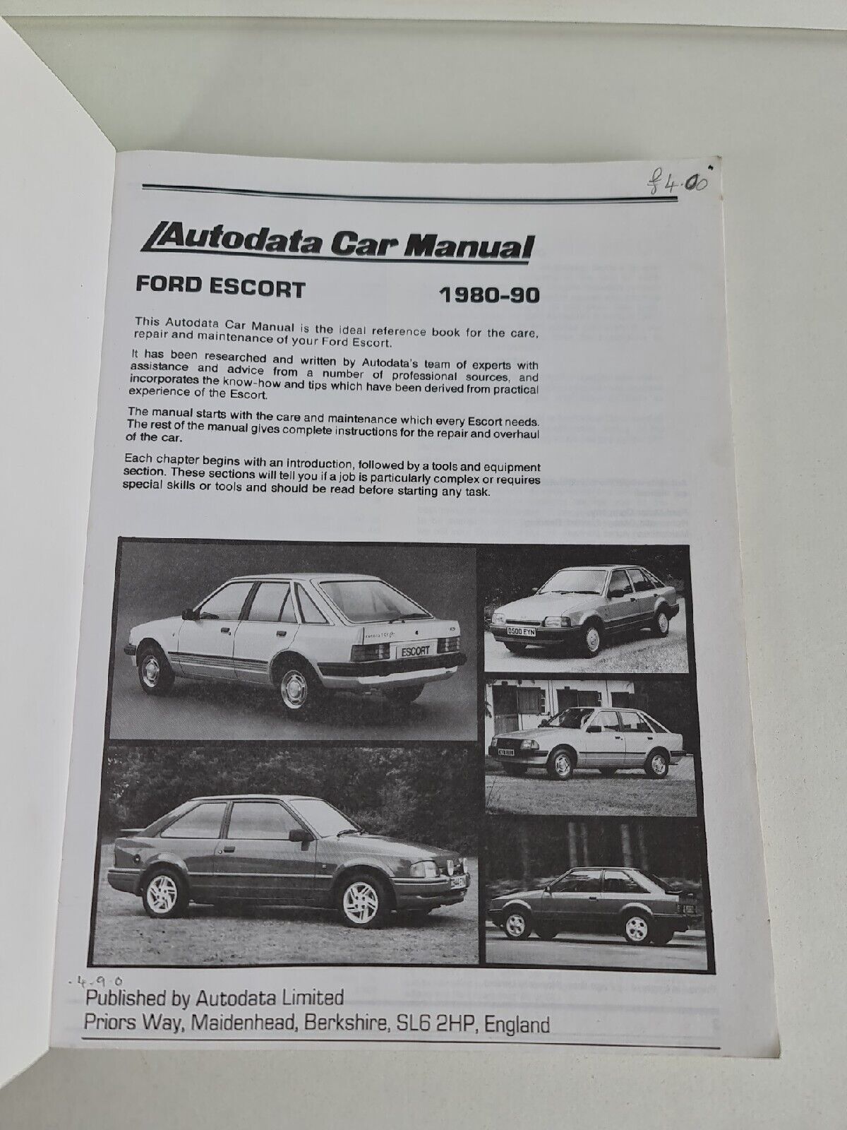 Ford Escort 1980-89 Care Repair Maintenance Manual - Autodata