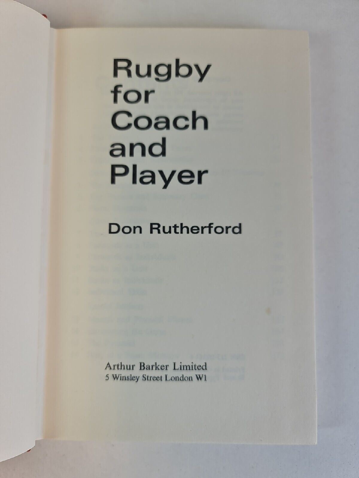 Rugby for Coach and Player by Don Rutherford (1971)
