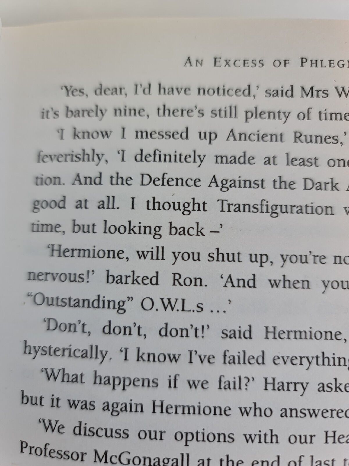 Harry Potter and the Half-Blood Prince by J. K. Rowling (2005) - OWL Misprint