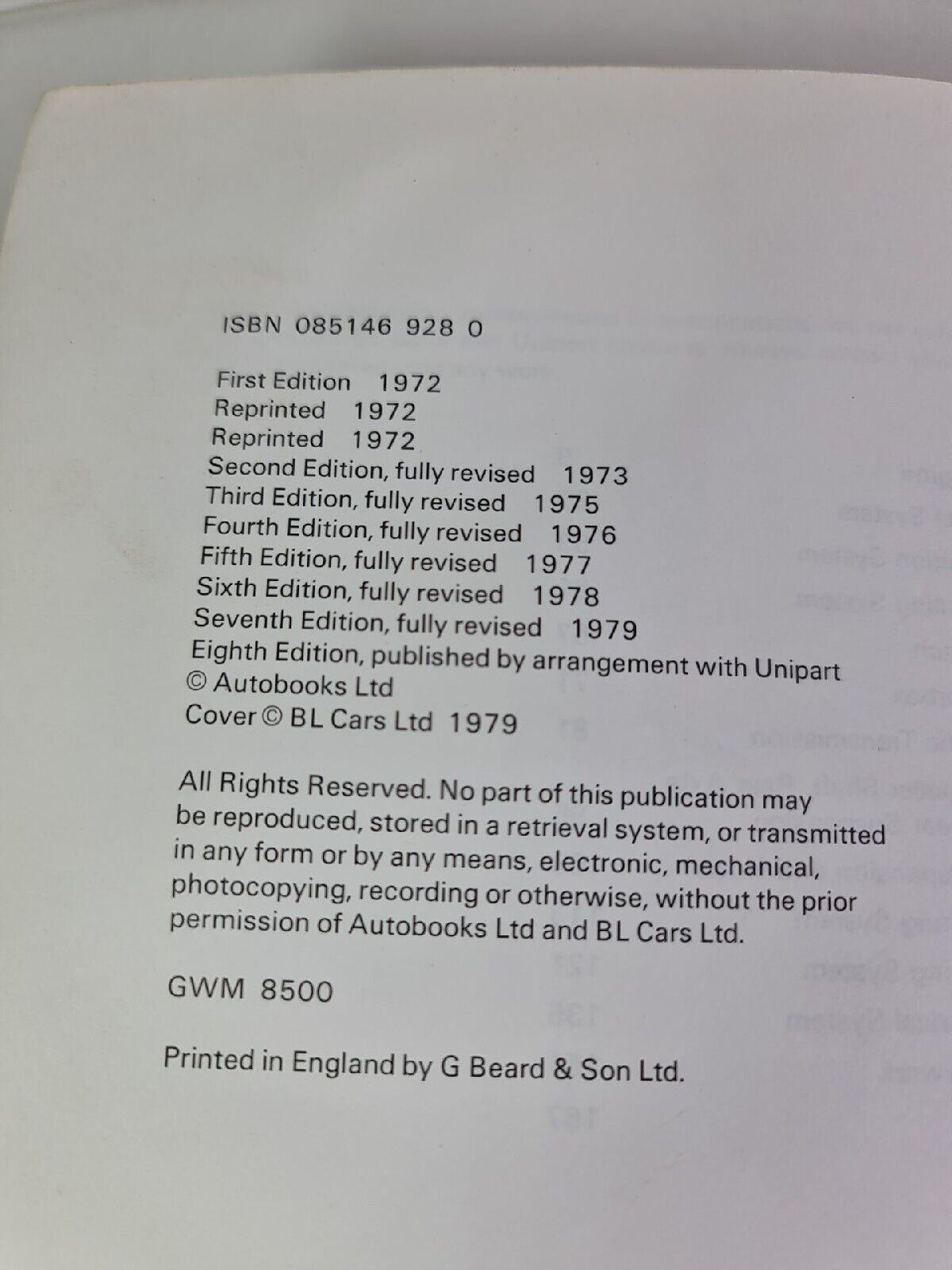 Austin Morris Marina 1.3, 1.8, Super, HL... 1971-78 - Workshop Manual - Unipart