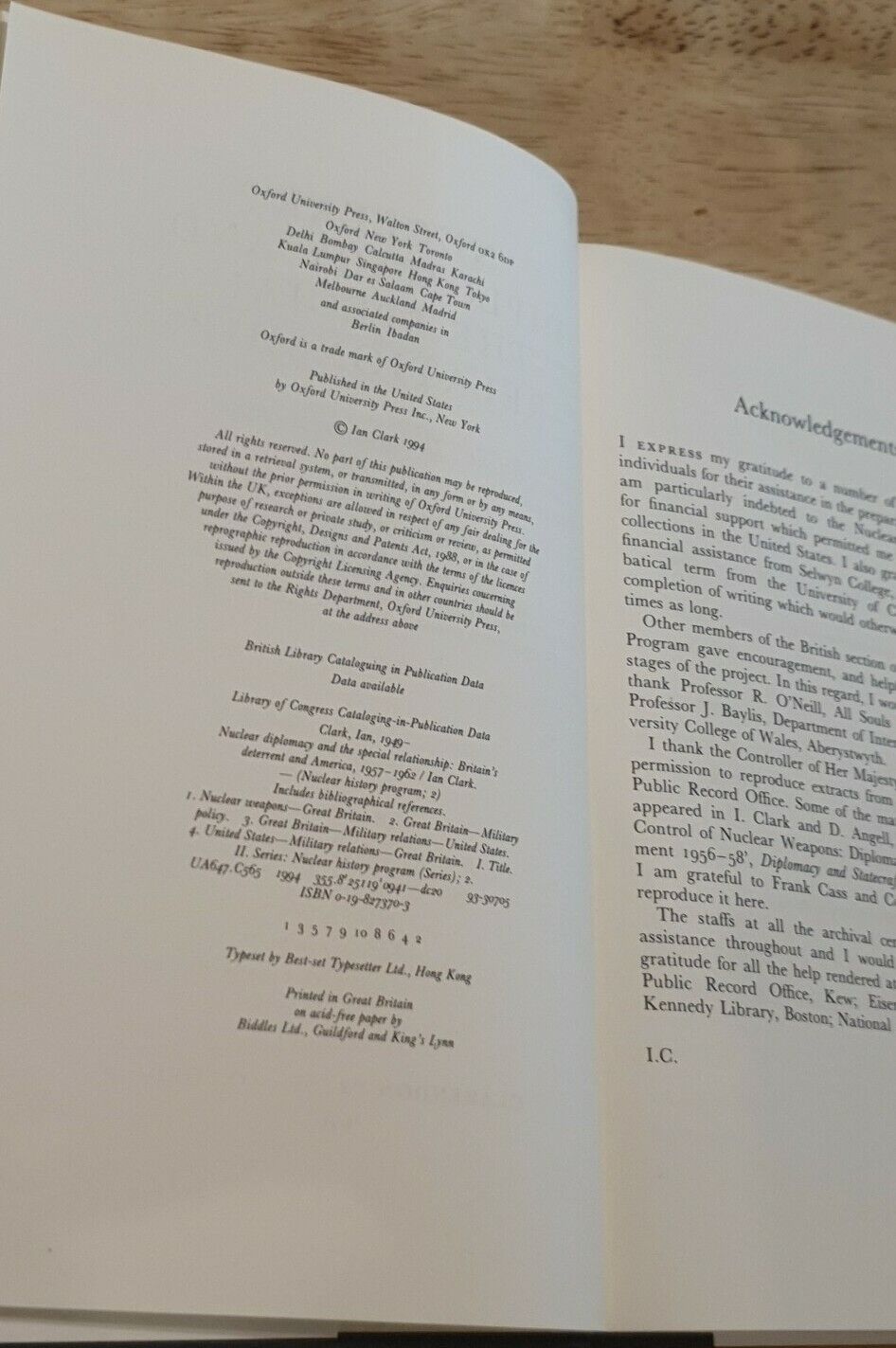 SIGNED Nuclear Diplomacy & the Special Relationship Ian Clark (1994)