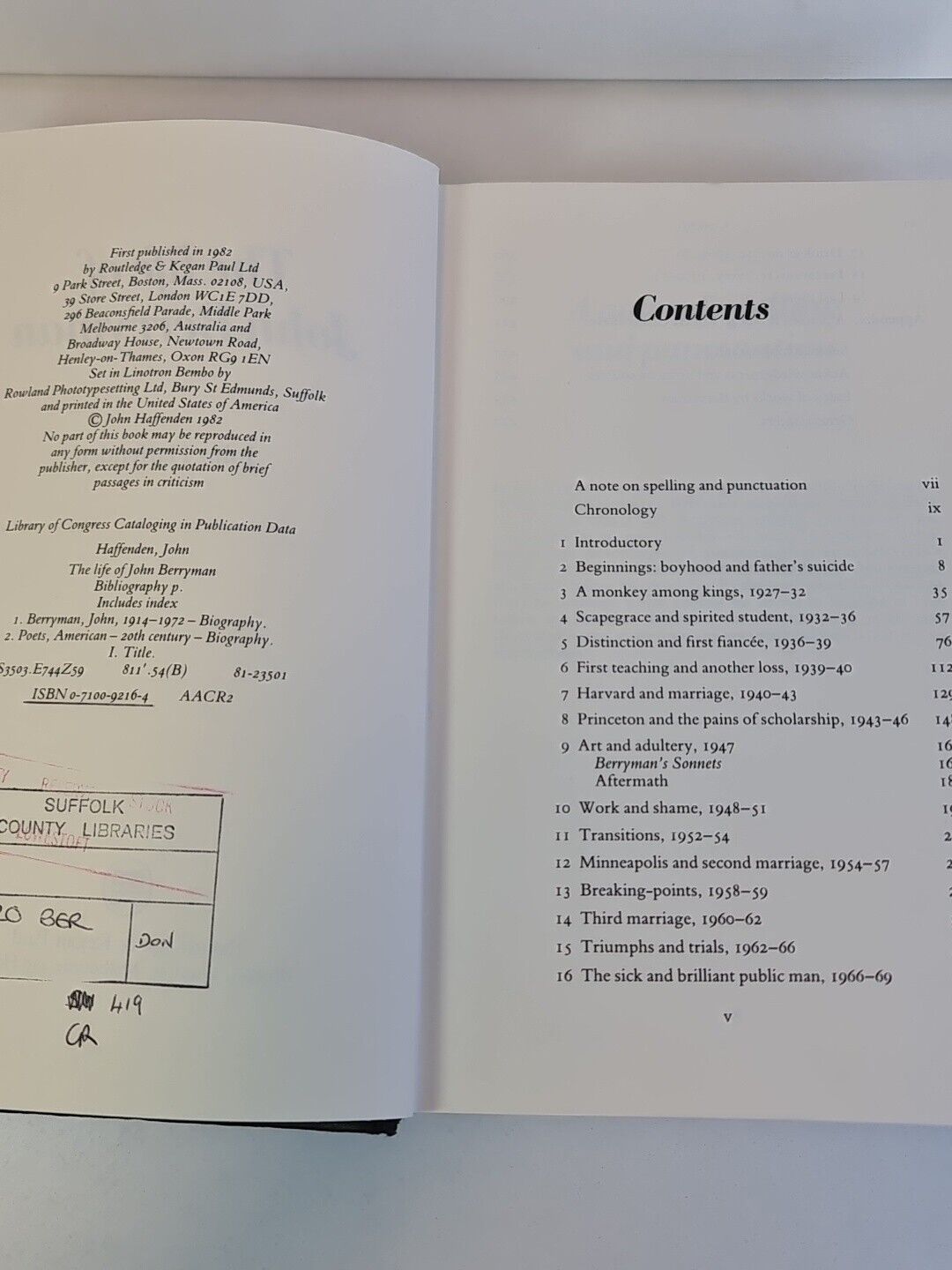 Life of John Berryman by John Haffenden (1982)
