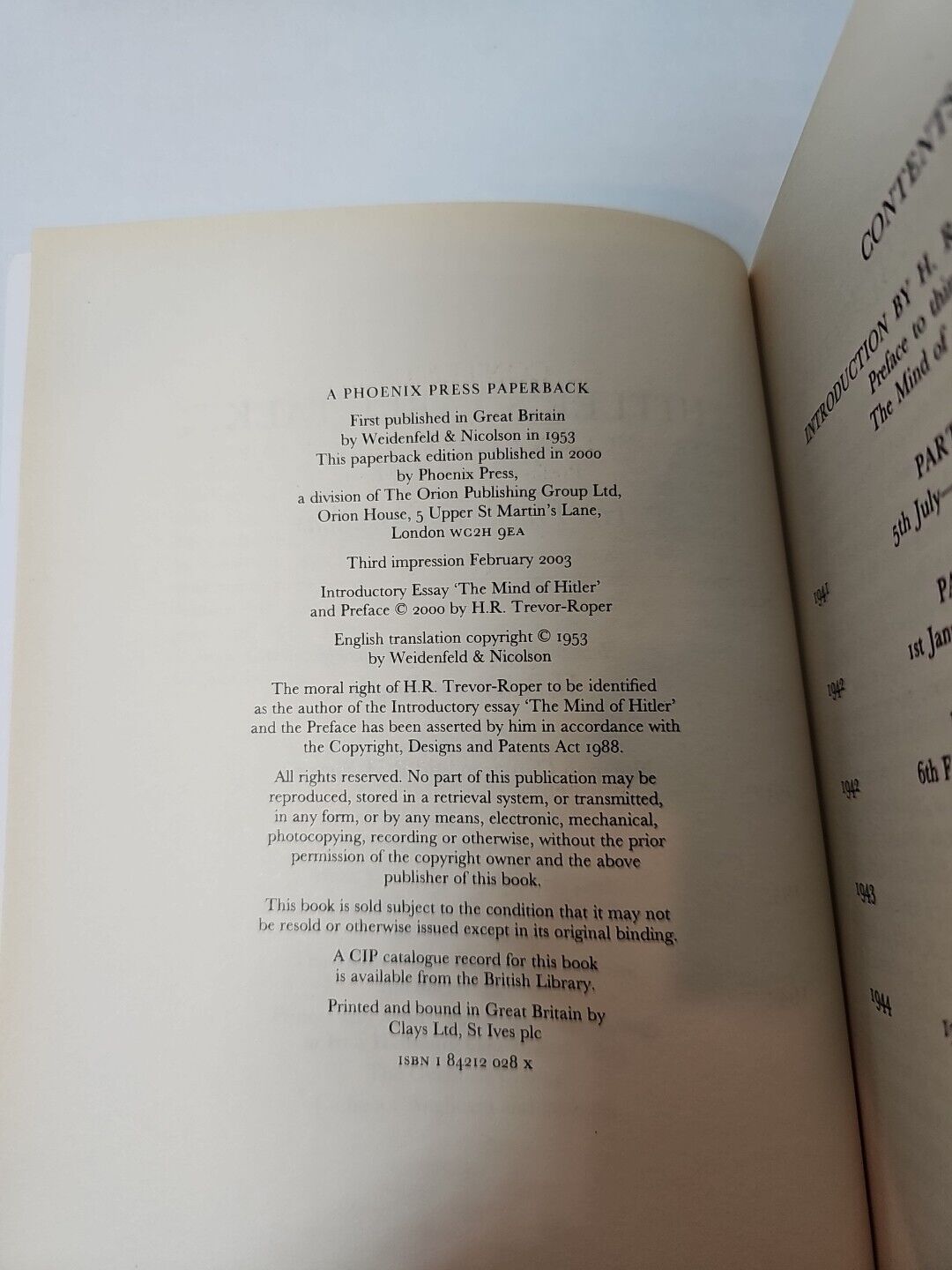 Hitler's Table Talk: His Private Conversations, 1941-44 (2000)