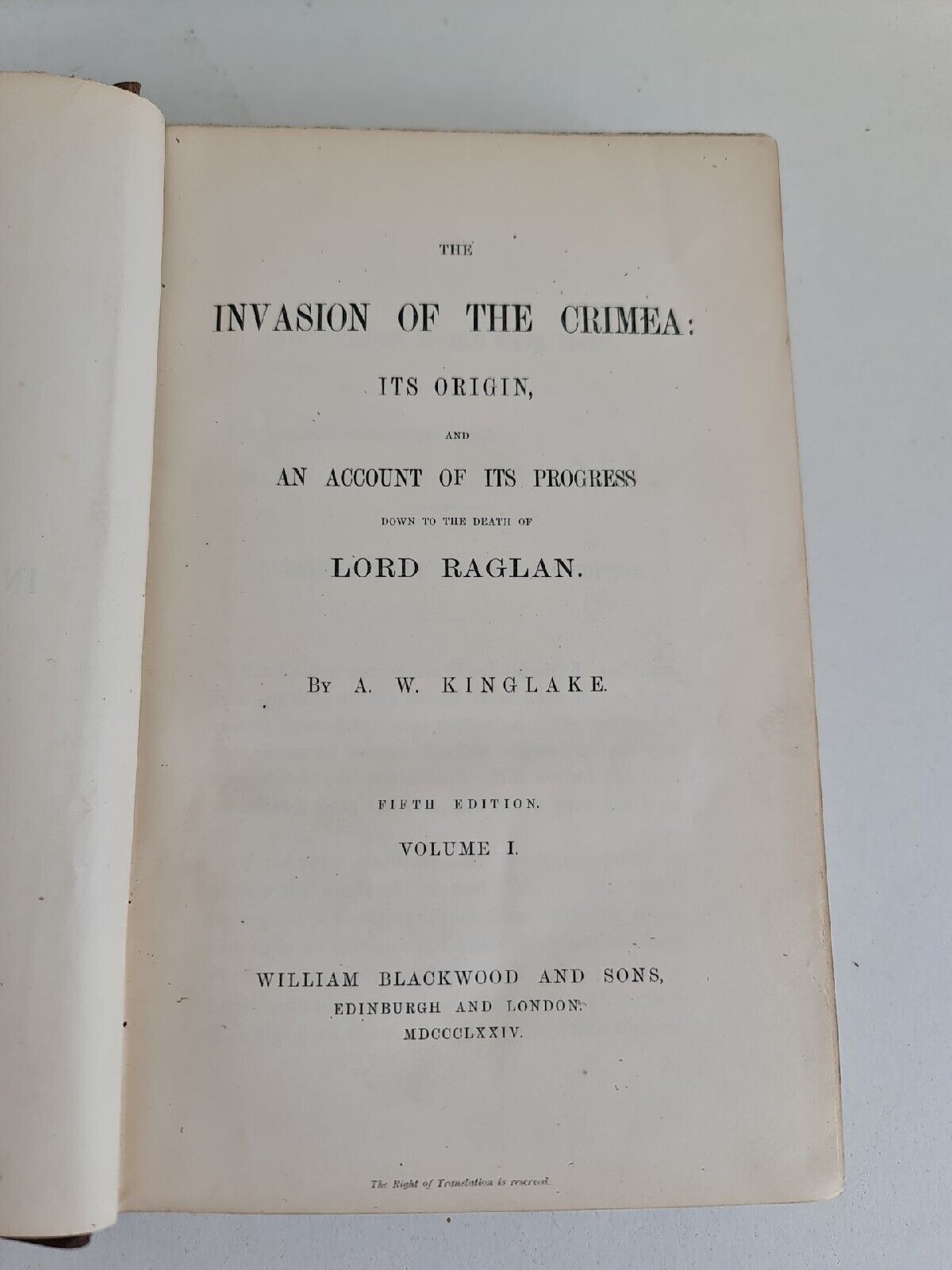 The Invasion of Crimea: Its Origin.. Vol 1-7 by AW Kinglake (1874-87)