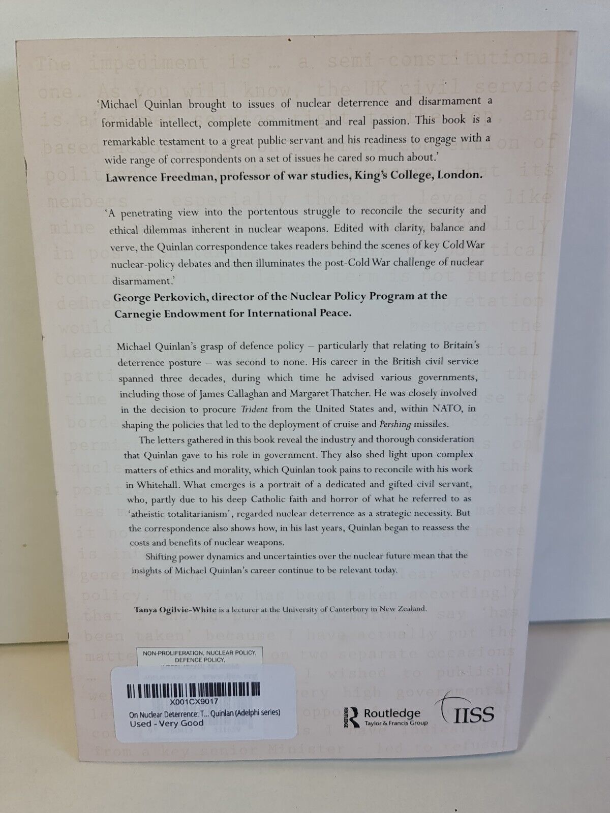 On Nuclear Deterrence: The Correspondence of Sir Michael Quinlan (2011)