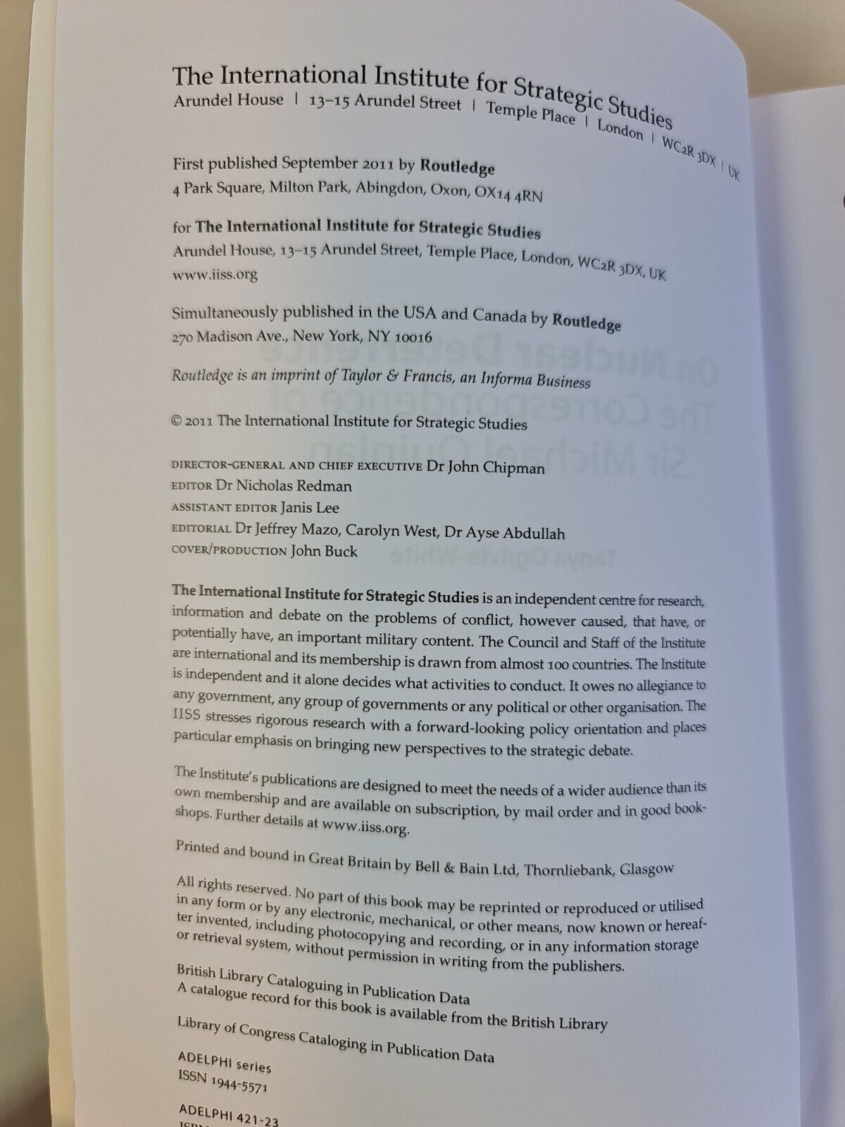 On Nuclear Deterrence: The Correspondence of Sir Michael Quinlan (2011)