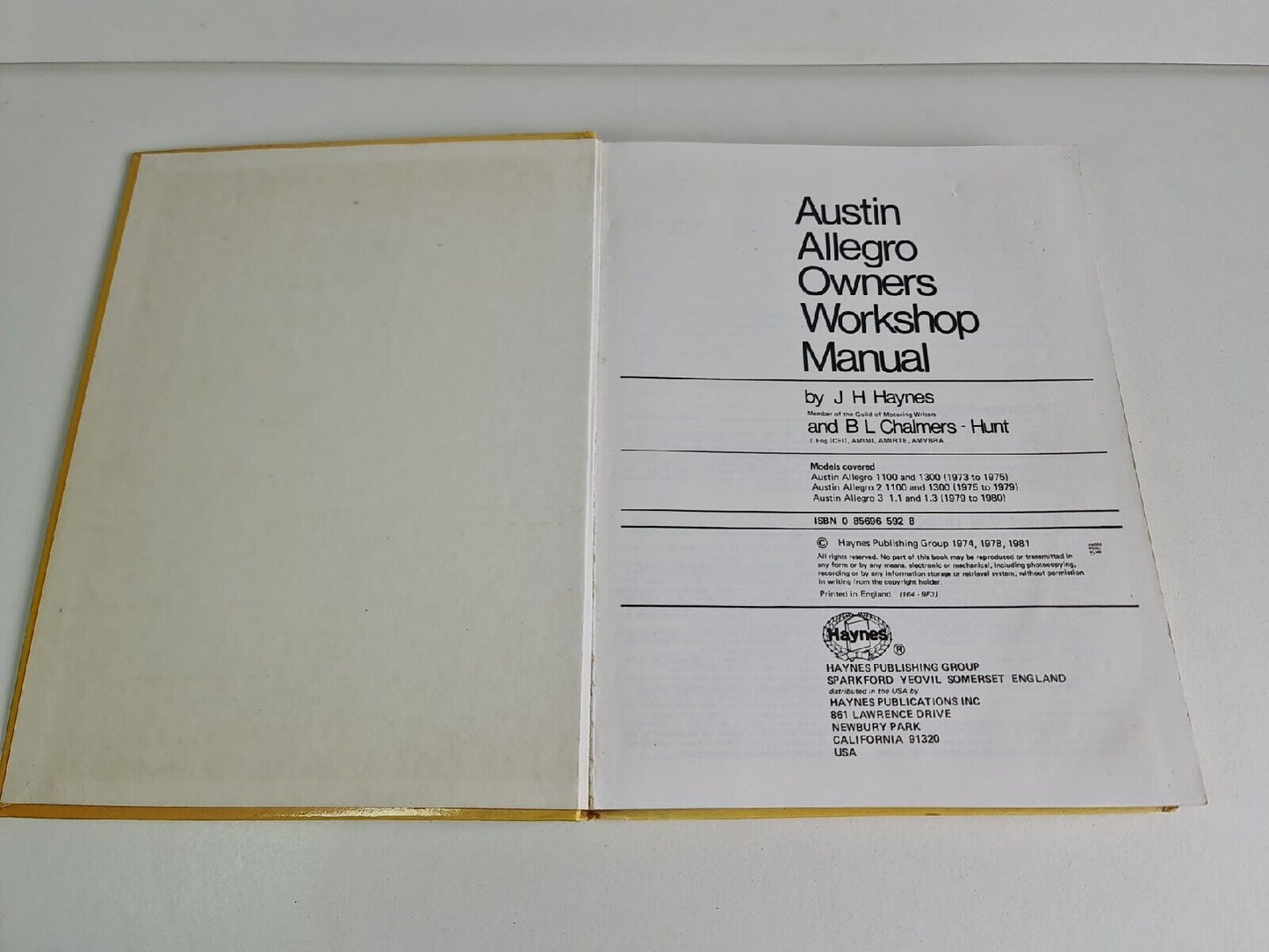 Austin Allegro 1100 and 1300 Haynes Owner's Workshop Manual