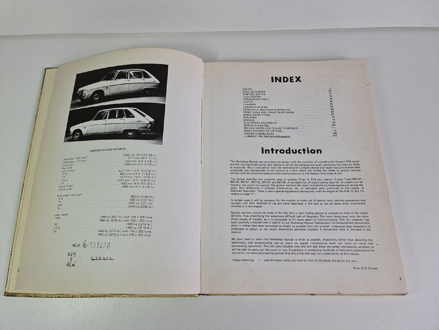 Renault 16, 16TS, 16TA Workshop Manual by Peter Russek (1970)