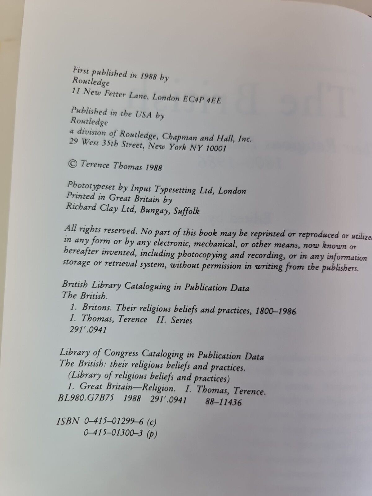The British: Religious Beliefs ... by Terence Thomas (1988)