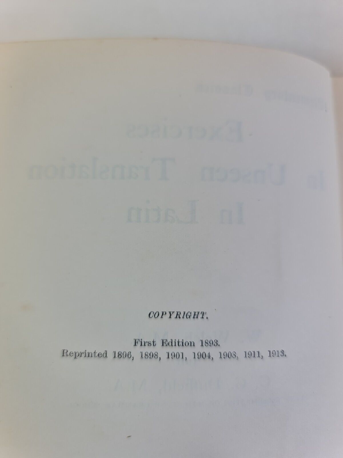 Exercises in Unseen Translation in Latin by W Welch (1913)