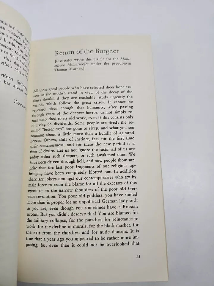 The Stolen Republic, Selected Writings of Carl von Ossietzky (1971)