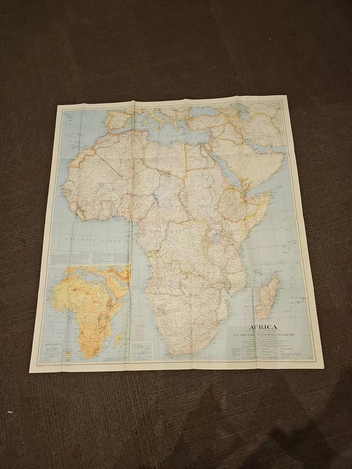 Vintage National Geographic Map - Africa with Index Booklet (1935 )