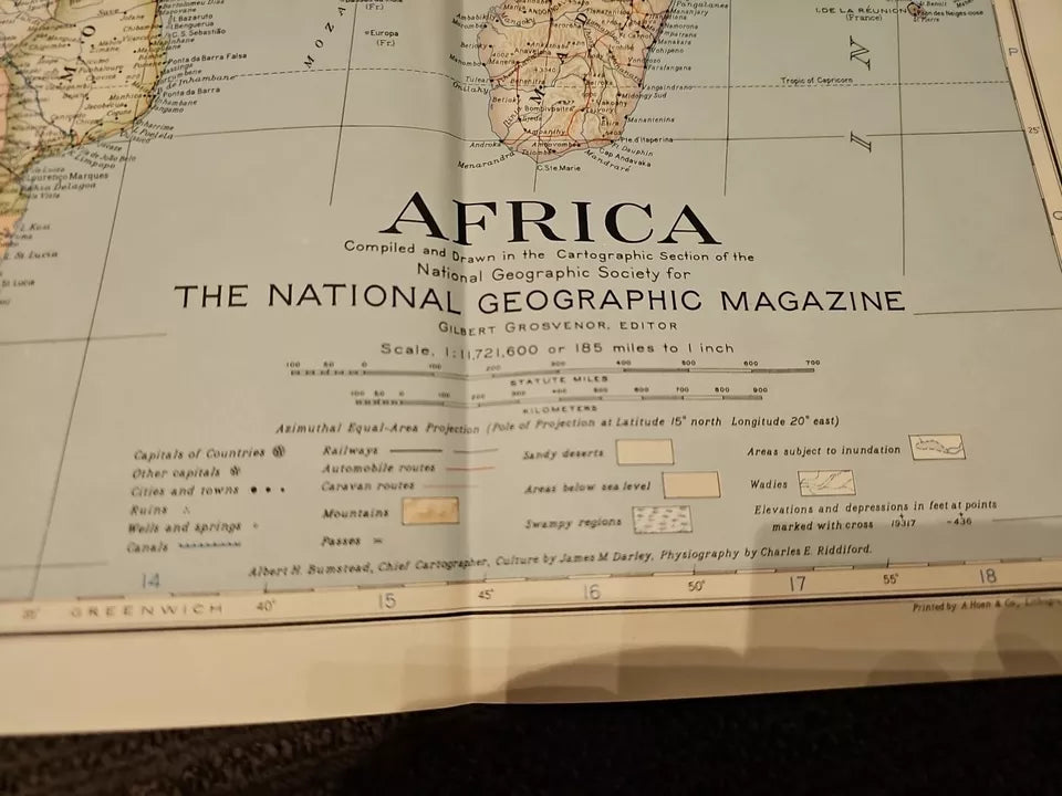 Vintage National Geographic Map - Africa with Index Booklet (1935 )