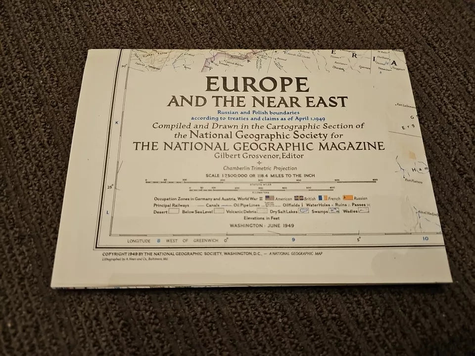 National Geographic Map - Europe and The Near East (1949)