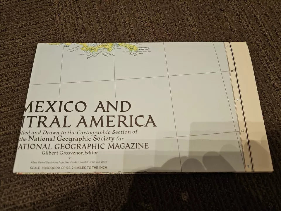 Vintage National Geographic Map - Mexico and Central America (1953)