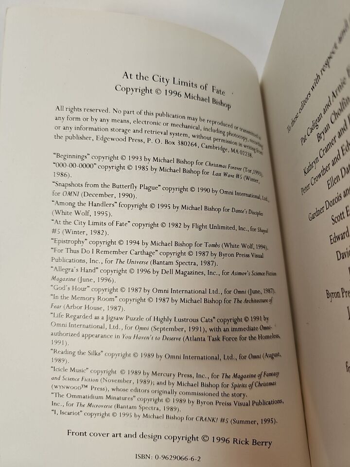 At the City Limits of Fate by Michael Bishop (1996)