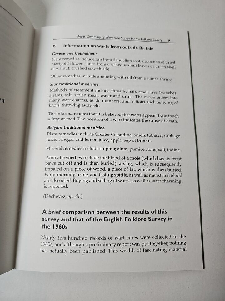 SIGNED Warts: Summary of Wart-Cure Survey by Gabrielle Hatfield (1998)