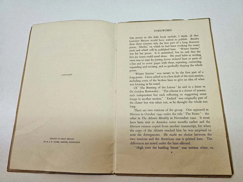 The Burning of the Leaves and Other Poems by Laurence Binyon (1944)