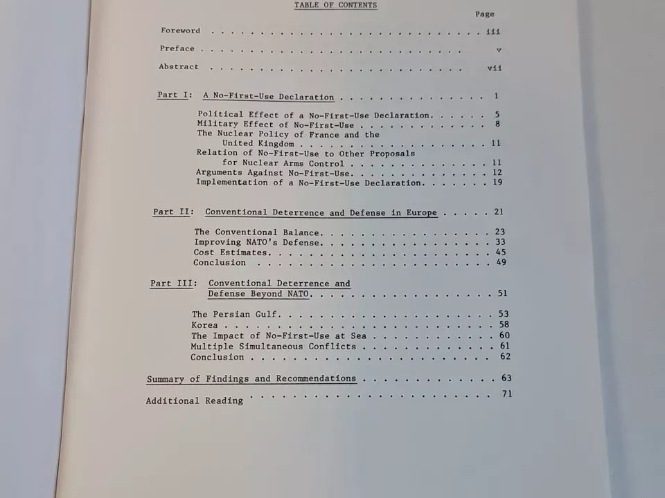 No First Use: A Report by the Union of Concerned Scientists (1983)