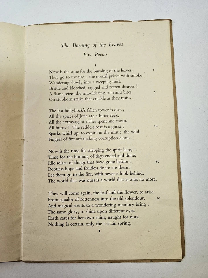 The Burning of the Leaves and Other Poems by Laurence Binyon (1944)