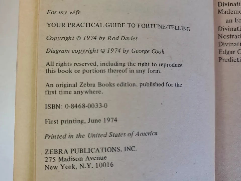 SIGNED Your Practical Guide to Fortune-Telling by Rob Davies (1974)