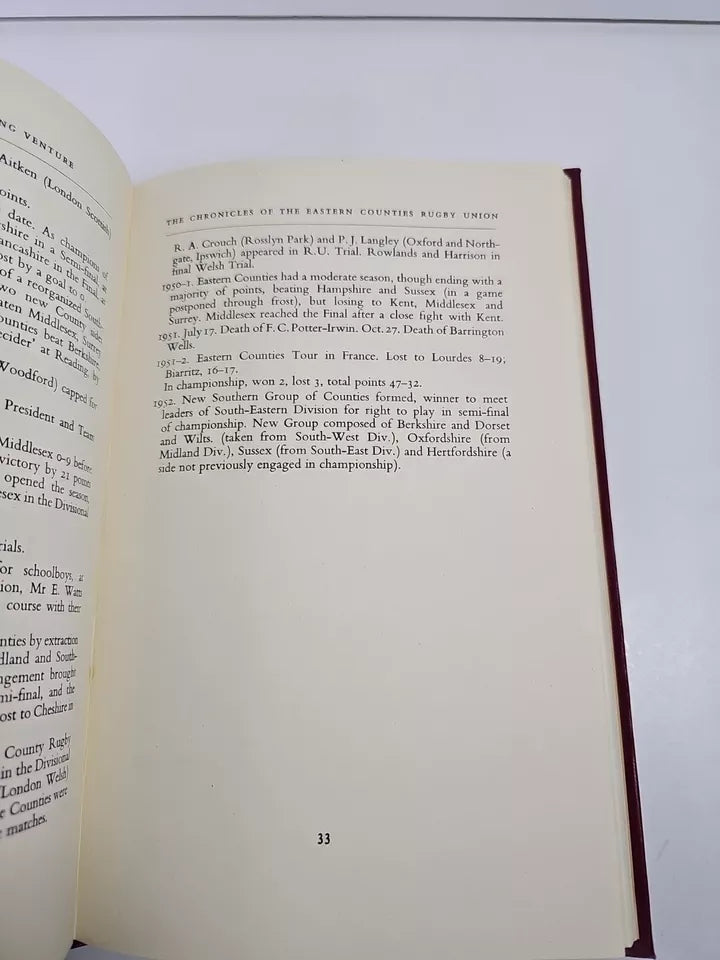 The Growth of a Sporting Venture.. Eastern Counties Rugby (1952)