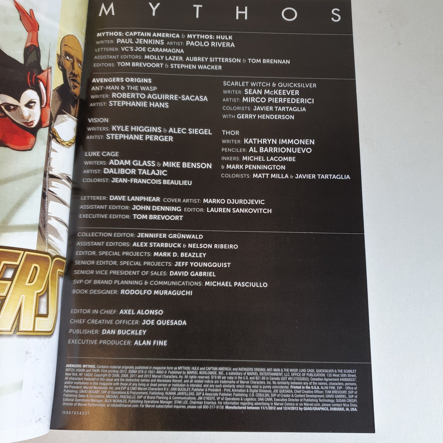 The Avengers Mythos by Jenkins, Riviera, Aguirre-Sacasa... (2012)