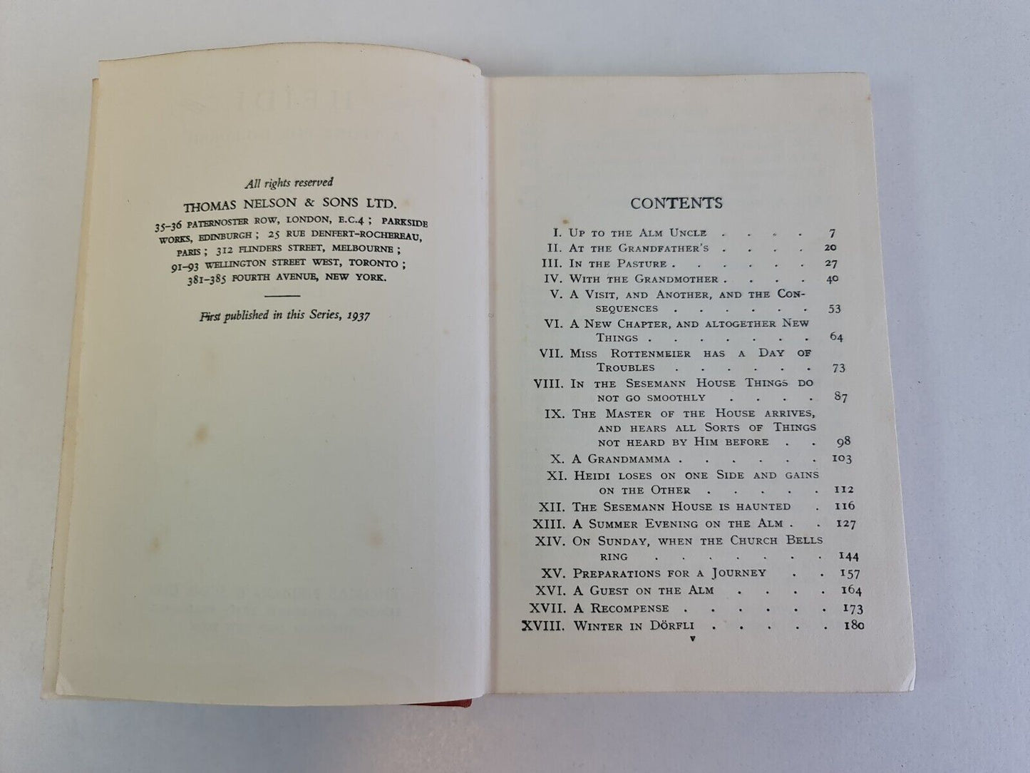 Heidi: A Story for Children by Johanna Spyri (1937)