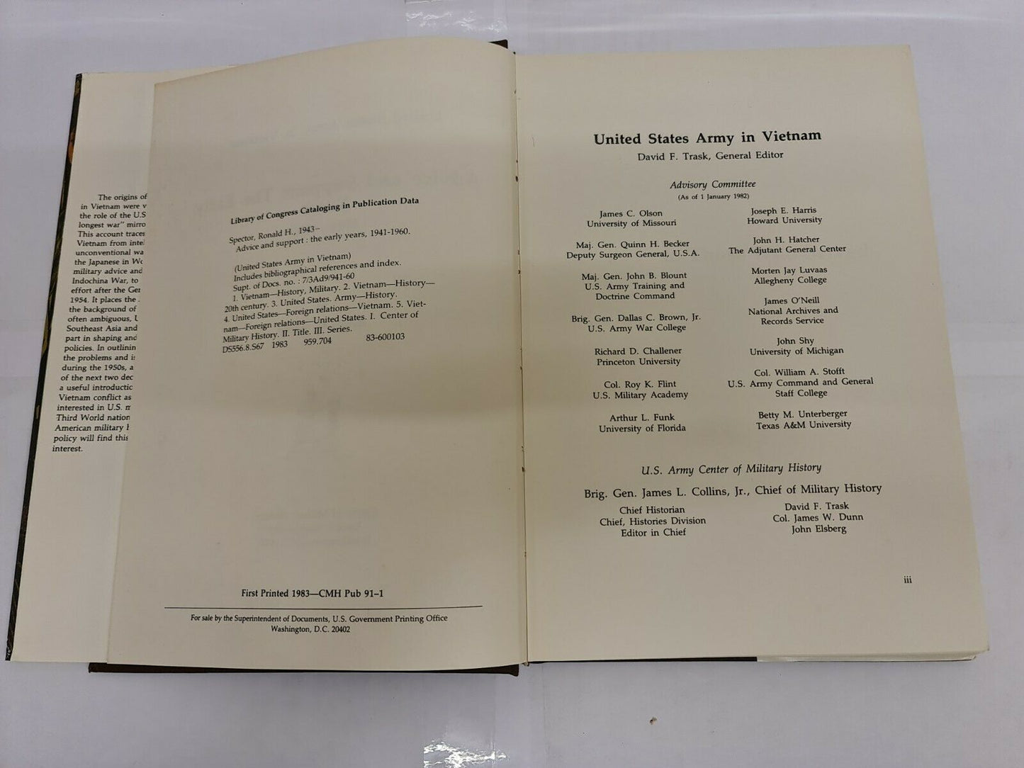 US Army in Vietnam; Advice and Support: The Early Years, 1941-1960 by Spector