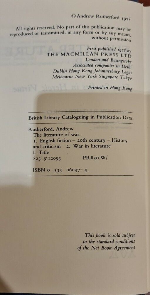 The Literature of War: Studies in Heroic Virtue by Andrew Rutherford