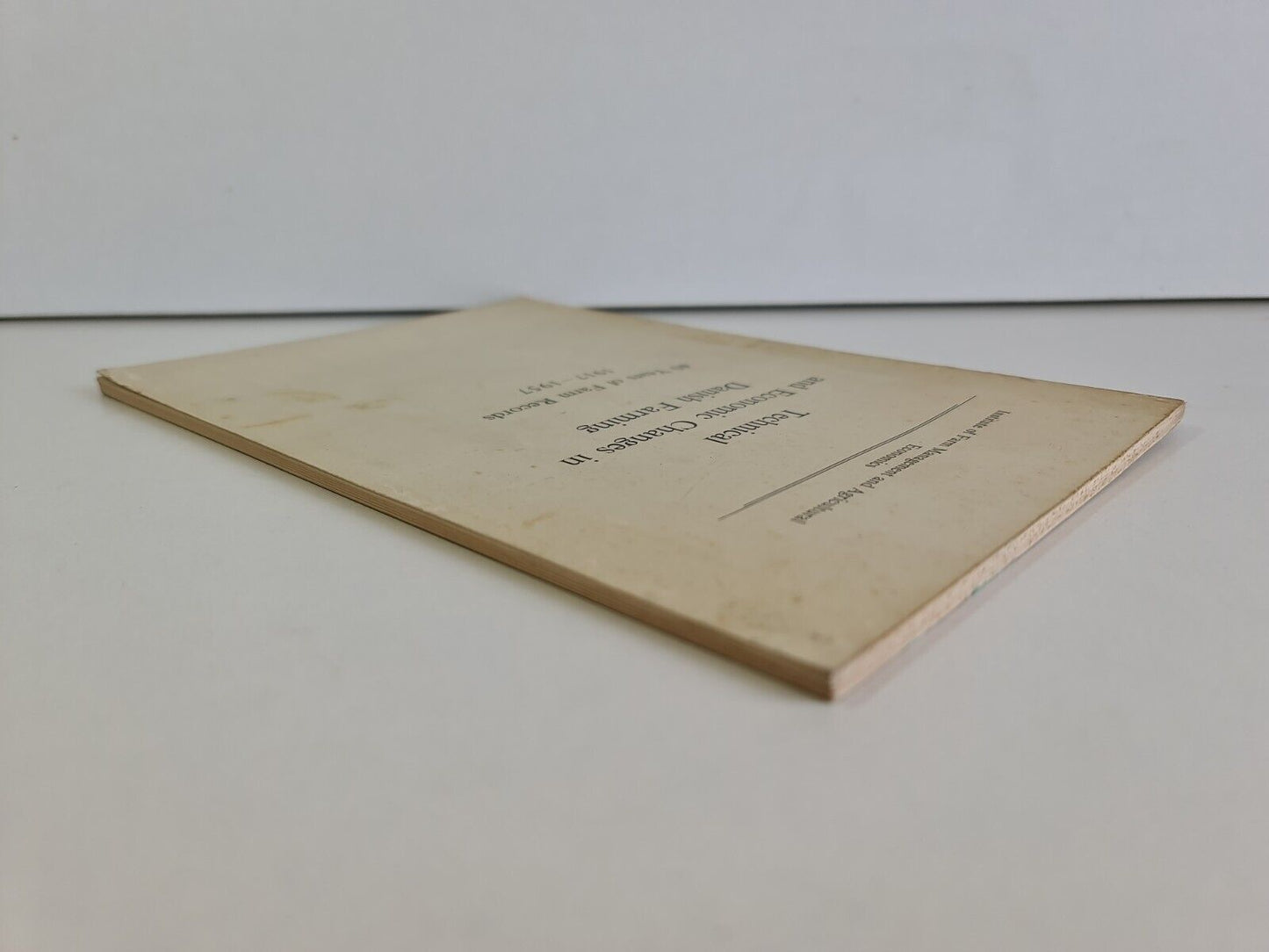 Technical and Economic Changes in Danish Farming 1917-1957
