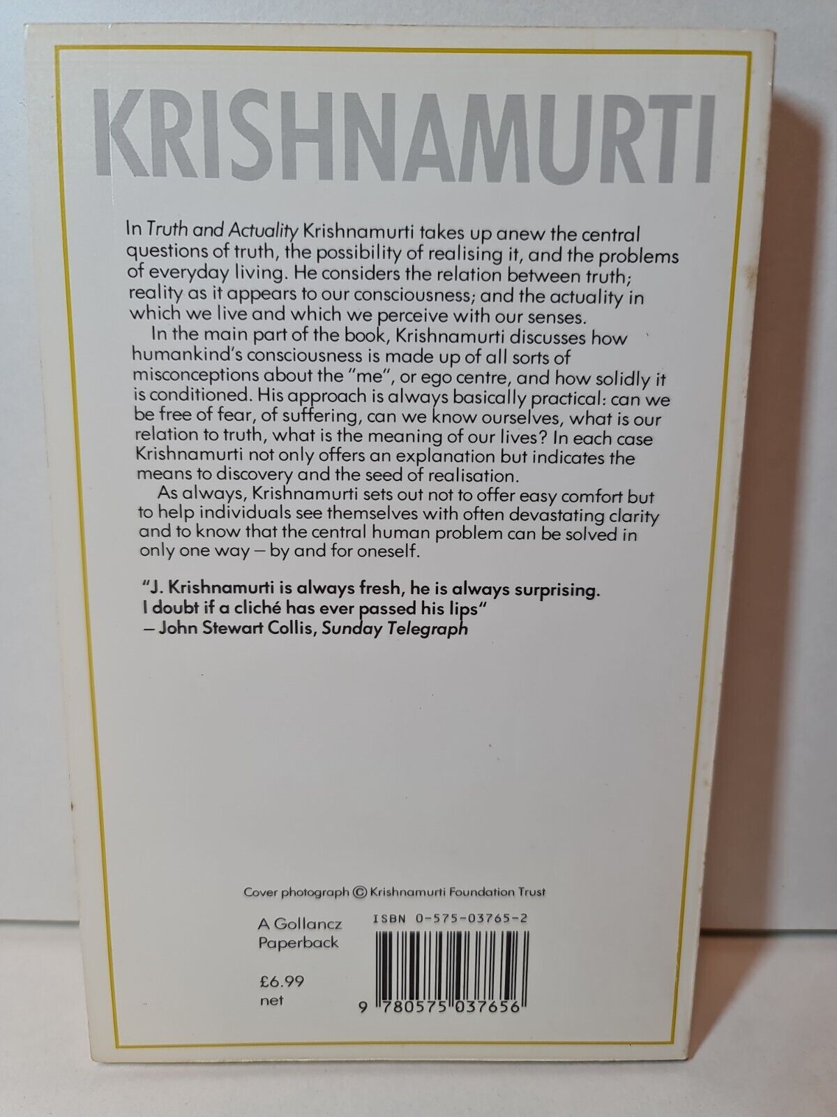 Truth and Actuality by J. Krishnamurti (1991)