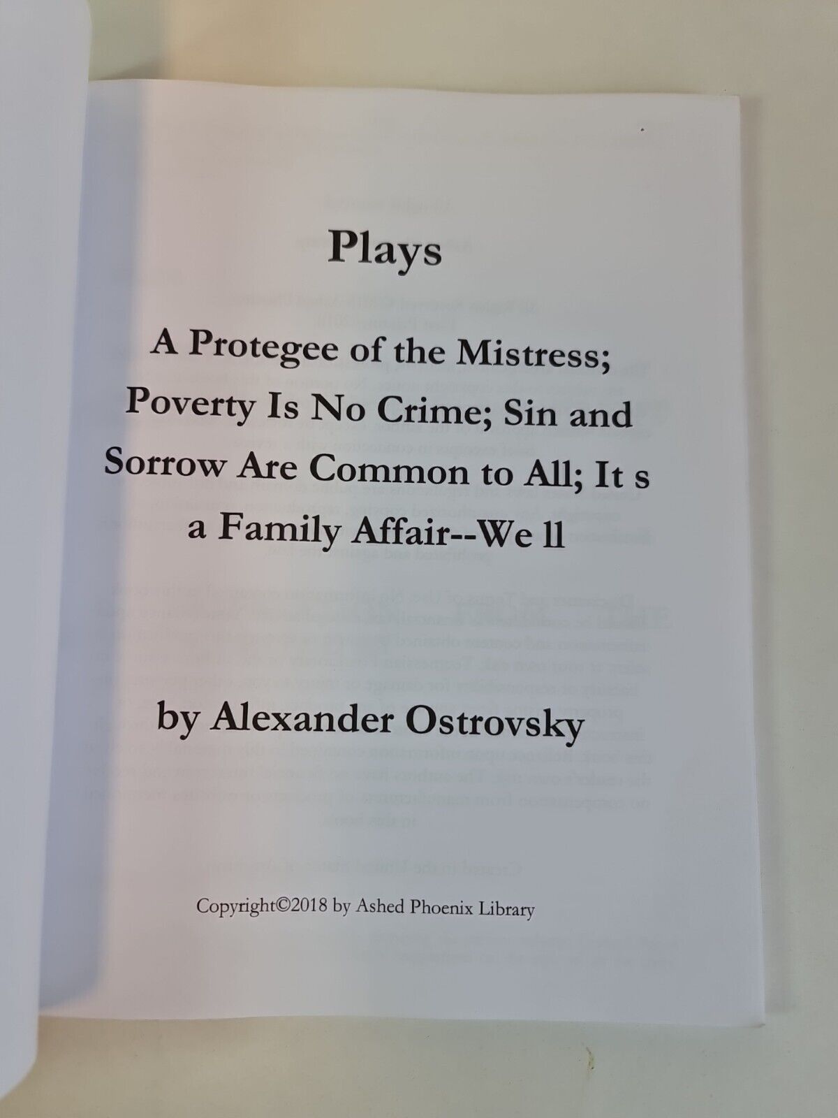 Plays by Alexander Ostrovsky (2018)