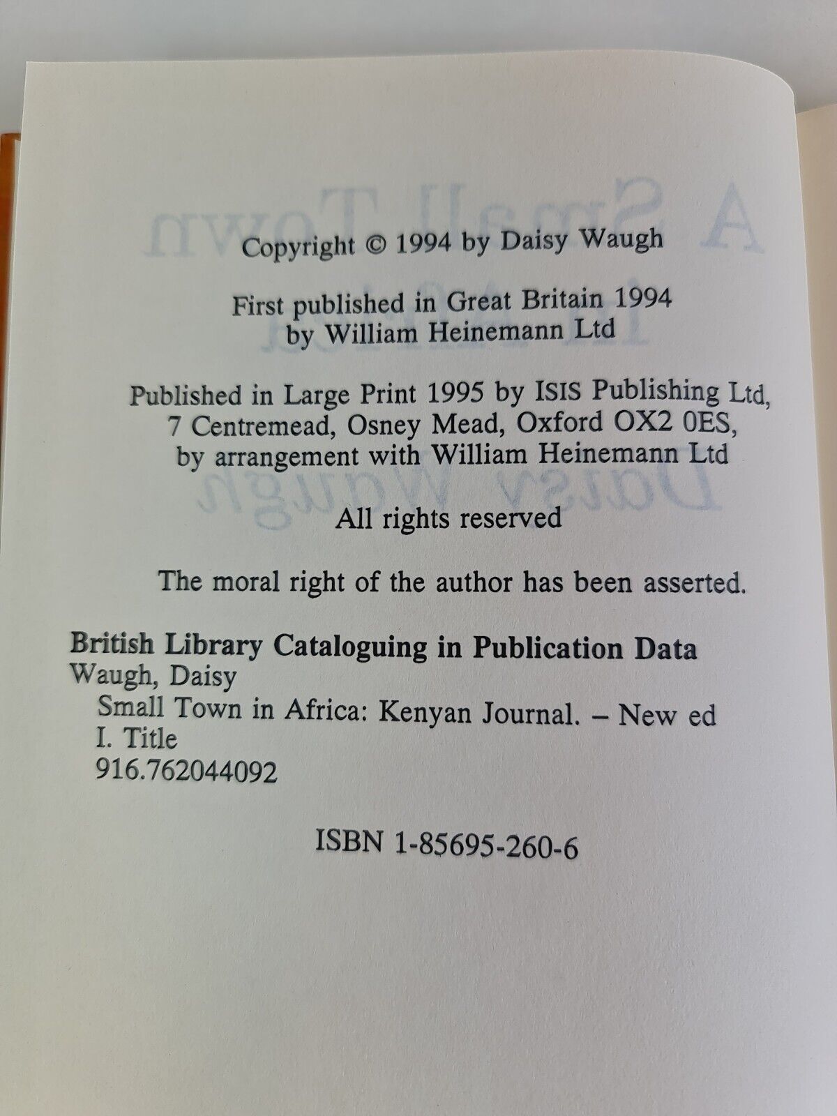 A Small Town in Africa by Daisy Waugh (1995 -ISIS Large Print)