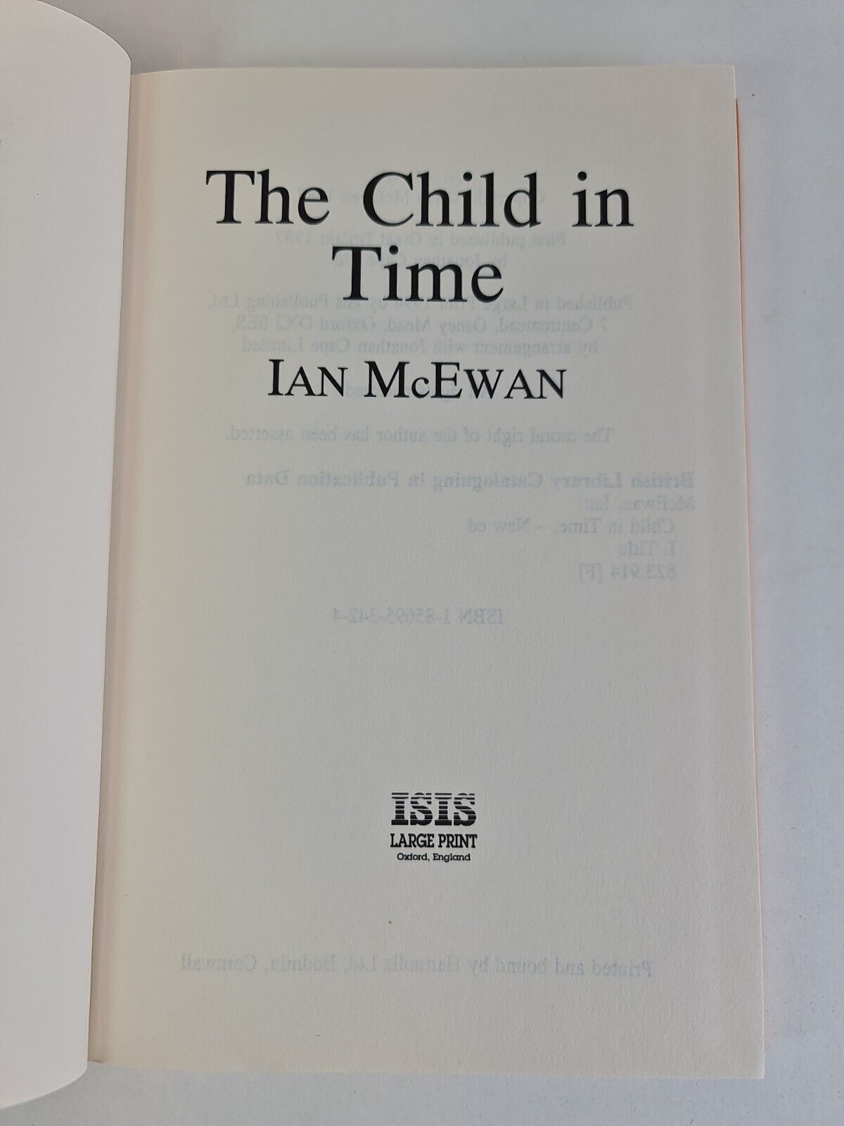 The Child in Time by Ian McEwan (1994- ISIS Large Print)