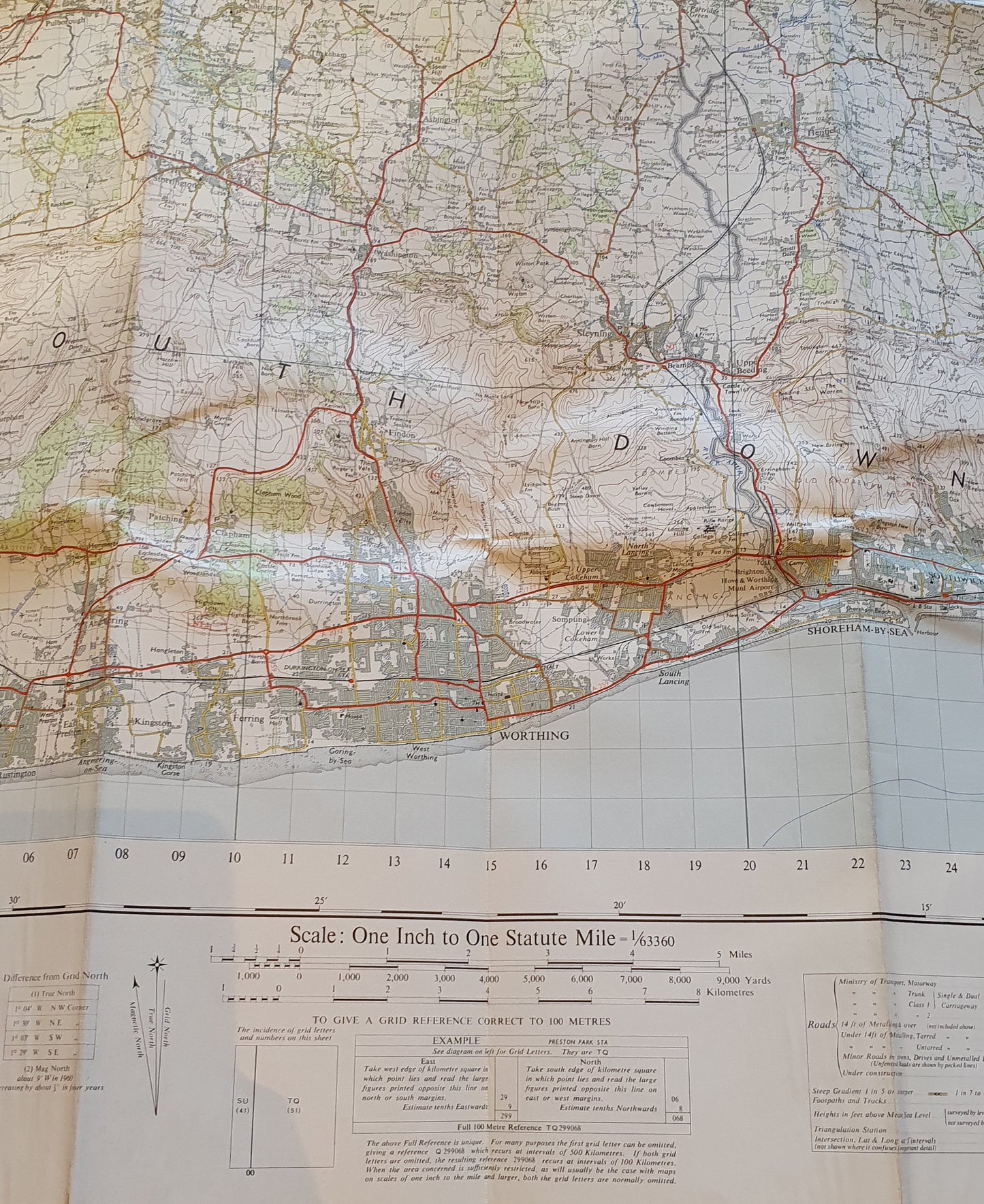 Ordnance Survey One-Inch Map of Great Britain - Brighton & Worthing (Sheet 182)