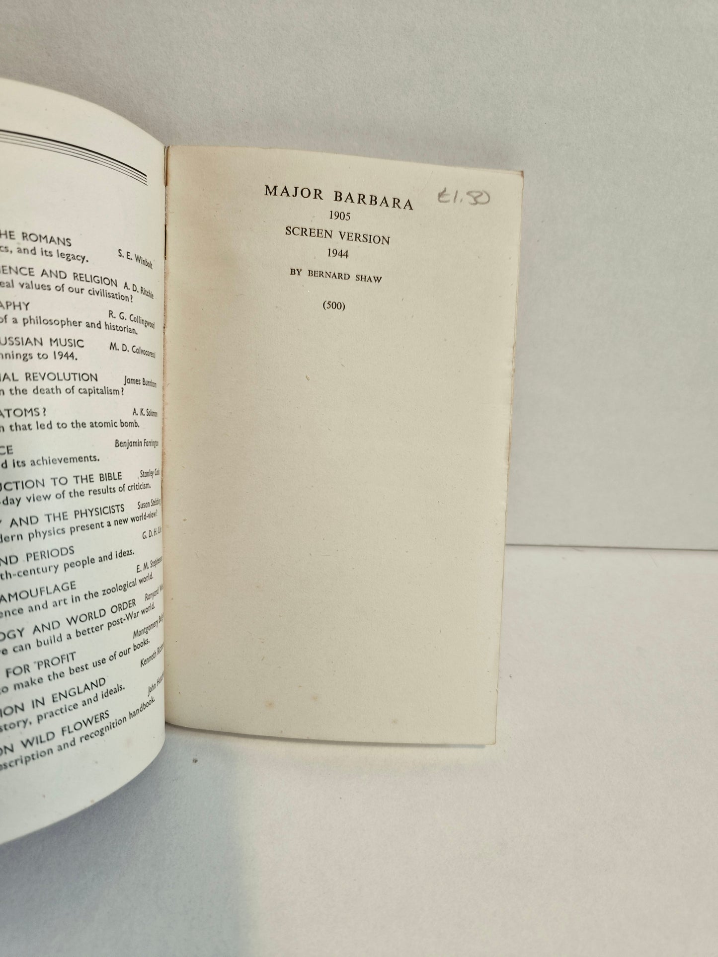 Major Barbara by Bernard Shaw (1945)